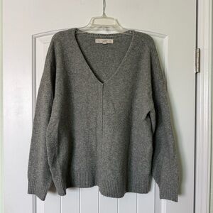 LOFT Charcoal V-Neck Sweater for Women